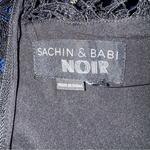 SACHIN AND BOBBY Noir Elegant Cobalt Blue with Black Lace Cocktail Dress NWT - Picture 14 of 14